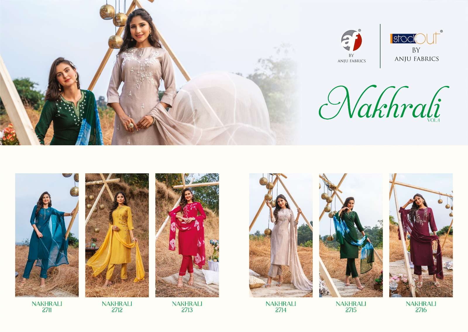 Anju Fab Nakhrali Vol-4 Kurti Pant With Dupatta On Wholesale