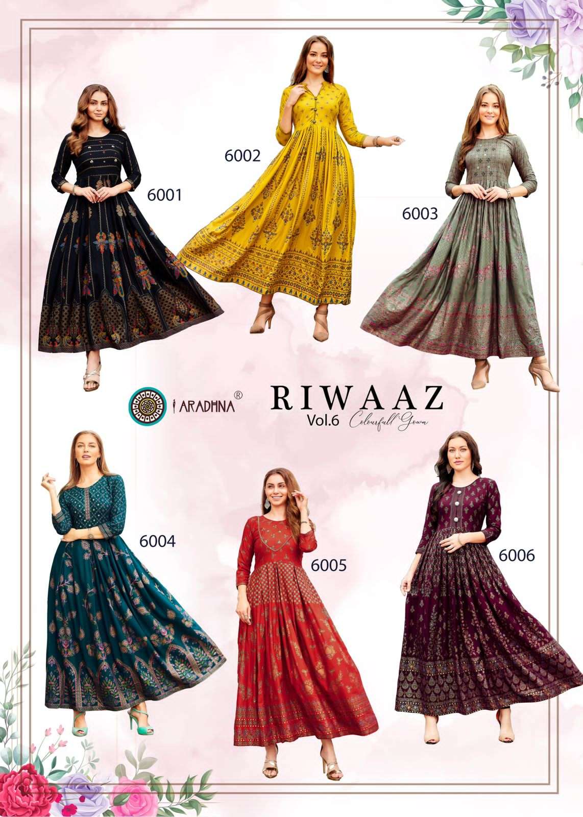 Aradhana Riwaaz Vol 6 With glamorous Design Long Kurti On Wholesale