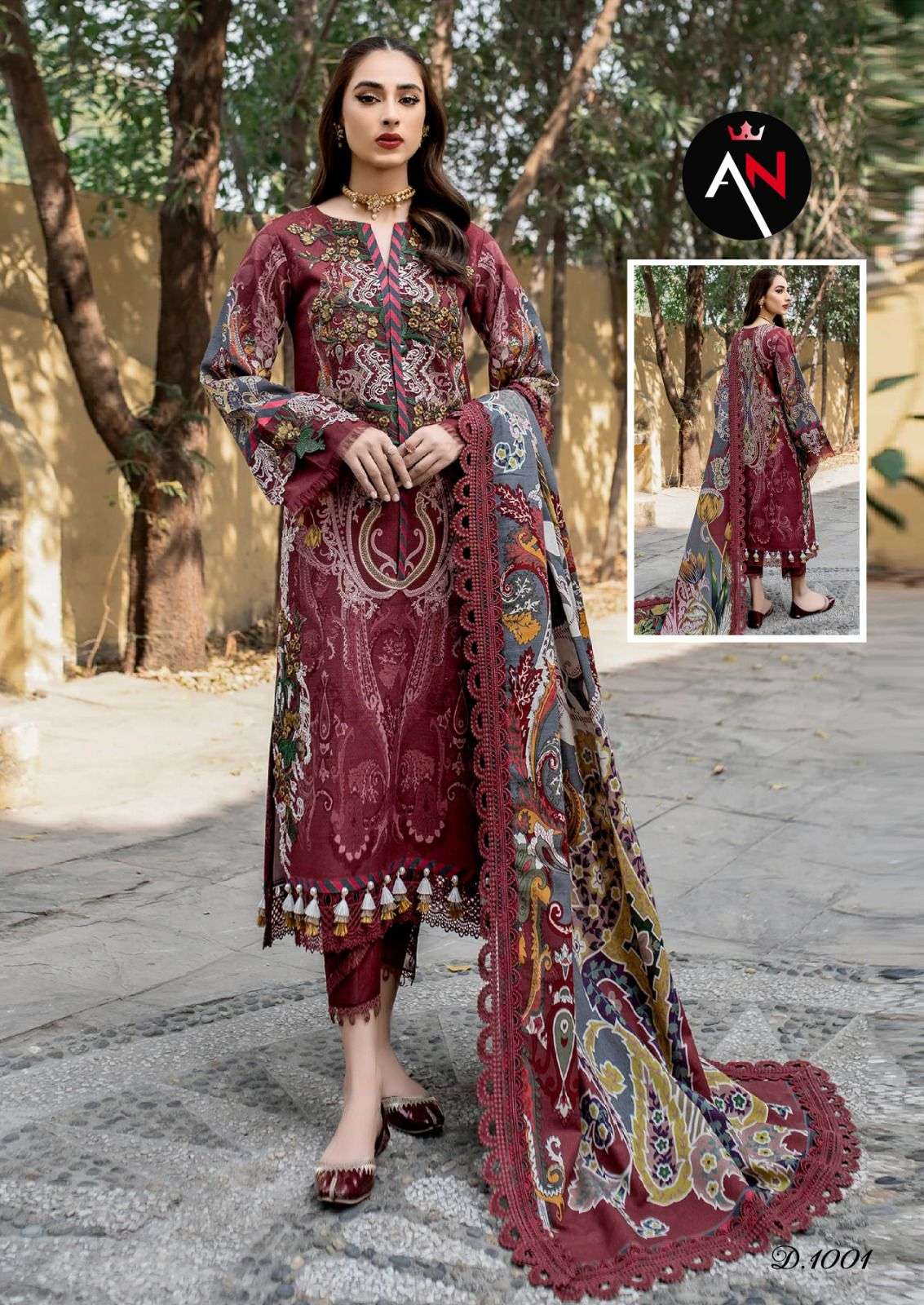 Asifa Nabeel Vol 1 Pure Cotton Top Bottom With Mal Mal Dupatta On Wholesale