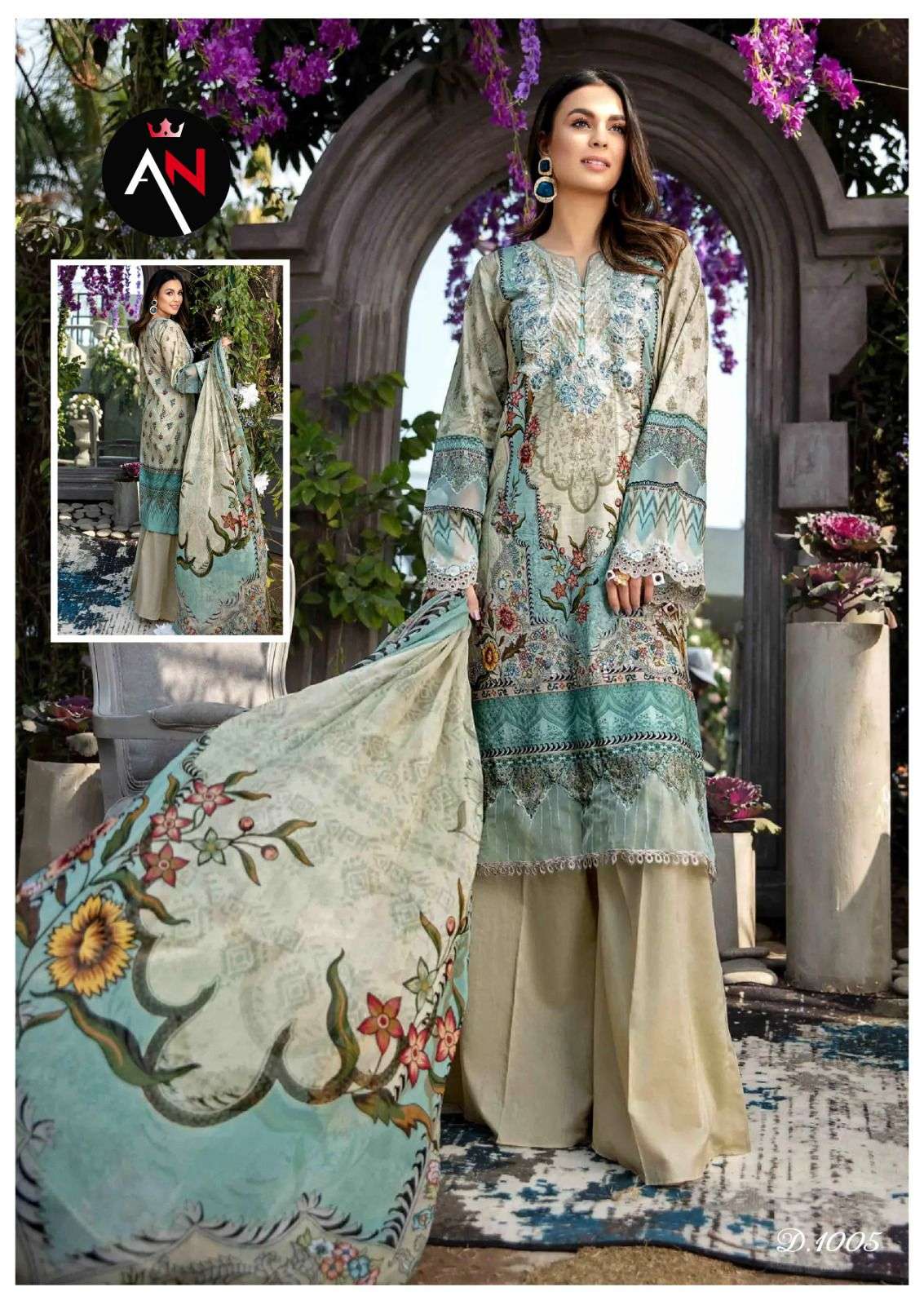 Asifa Nabeel Vol 1 Pure Cotton Top Bottom With Mal Mal Dupatta On Wholesale
