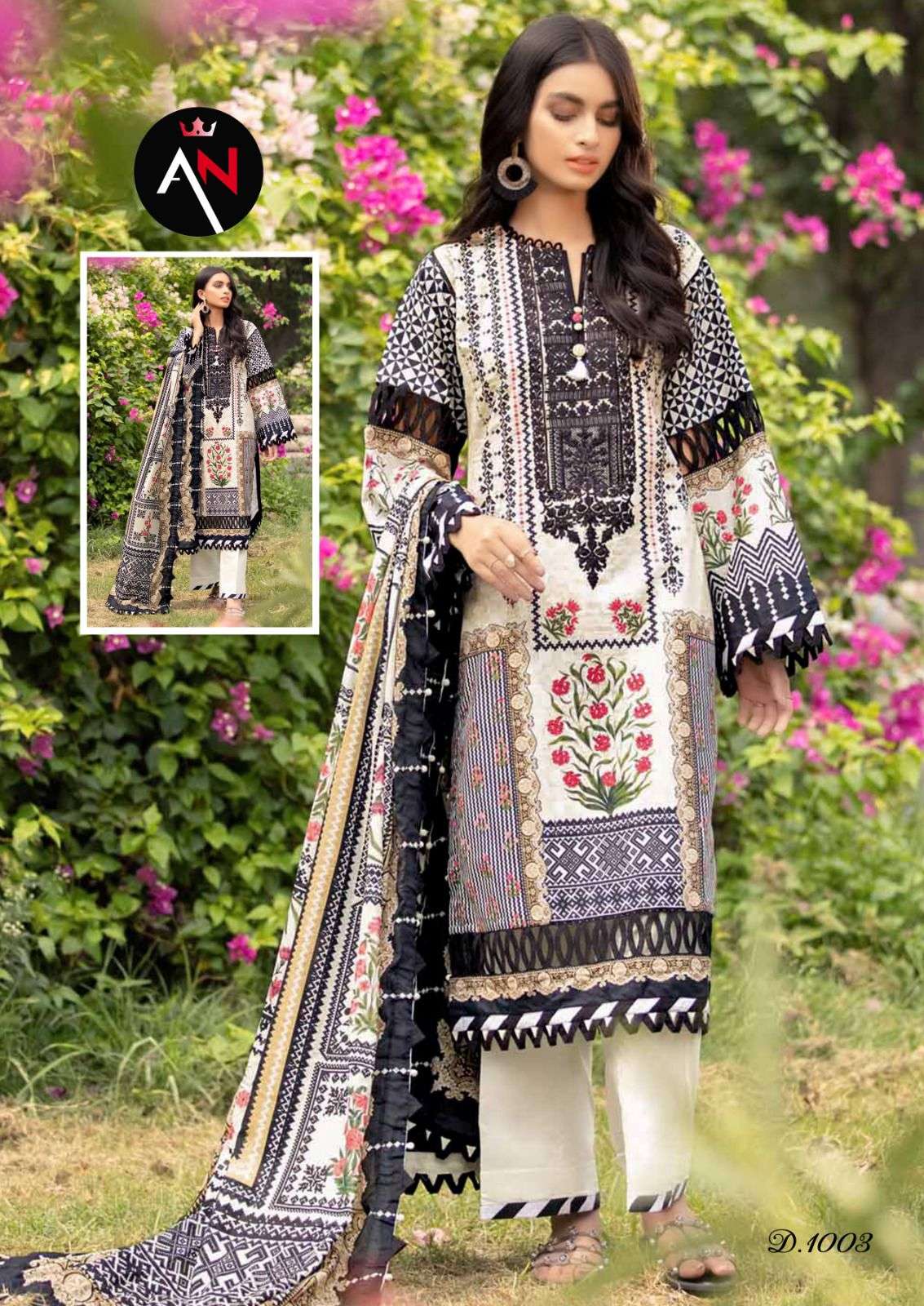 Asifa Nabeel Vol 1 Pure Cotton Top Bottom With Mal Mal Dupatta On Wholesale