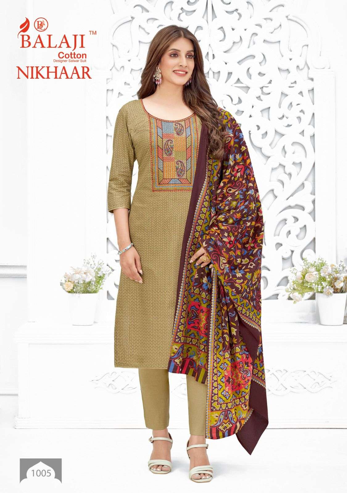 Balaji Nikhaar Pure Cotton Printed Top Bottom With Dupatta On Wholesale