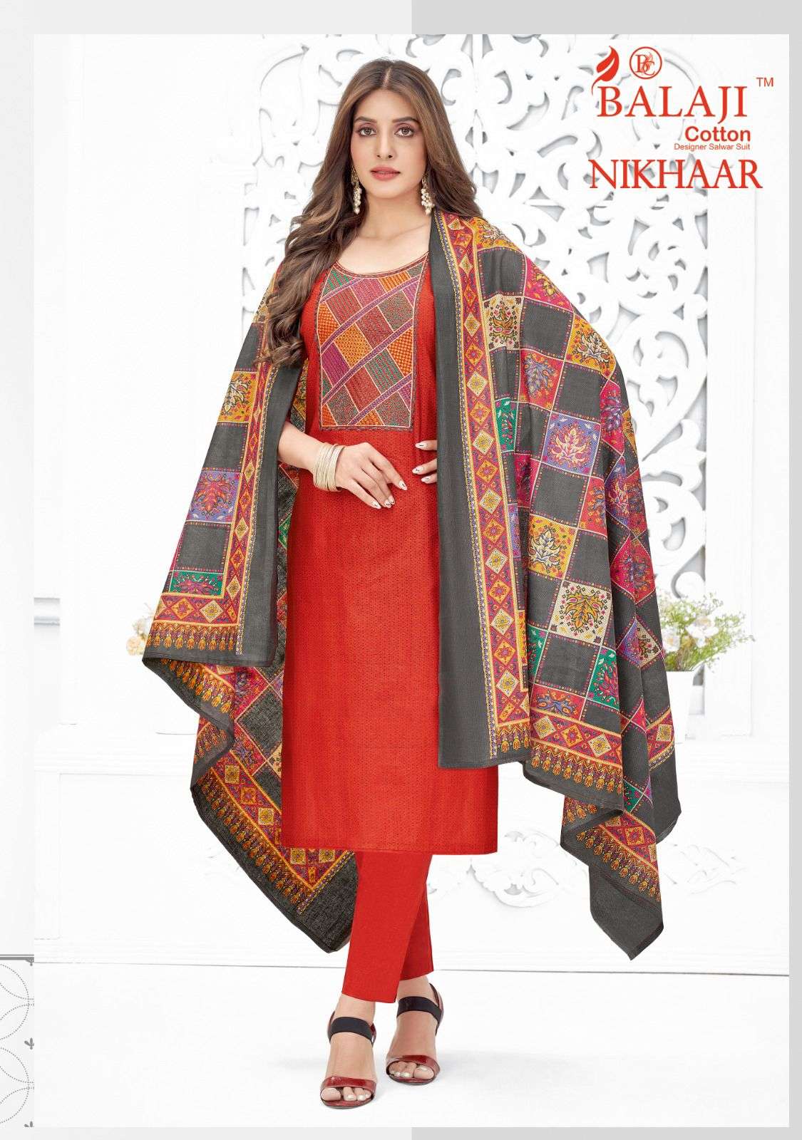 Balaji Nikhaar Pure Cotton Printed Top Bottom With Dupatta On Wholesale