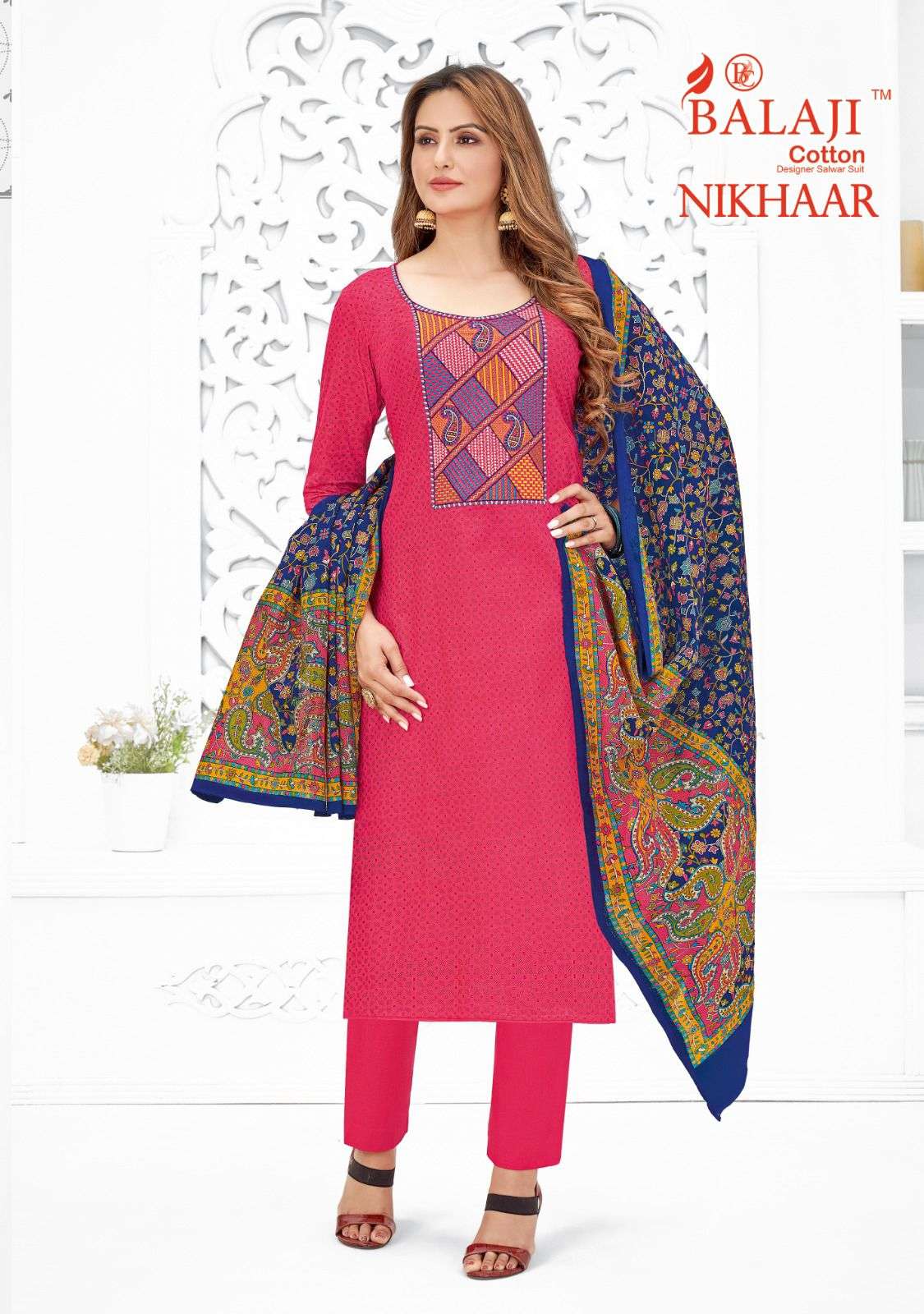 Balaji Nikhaar Pure Cotton Printed Top Bottom With Dupatta On Wholesale