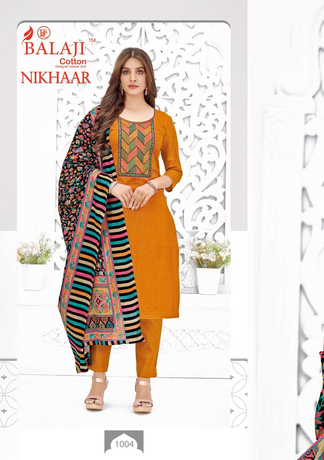 Balaji Nikhaar Pure Cotton Printed Top Bottom With Dupatta On Wholesale