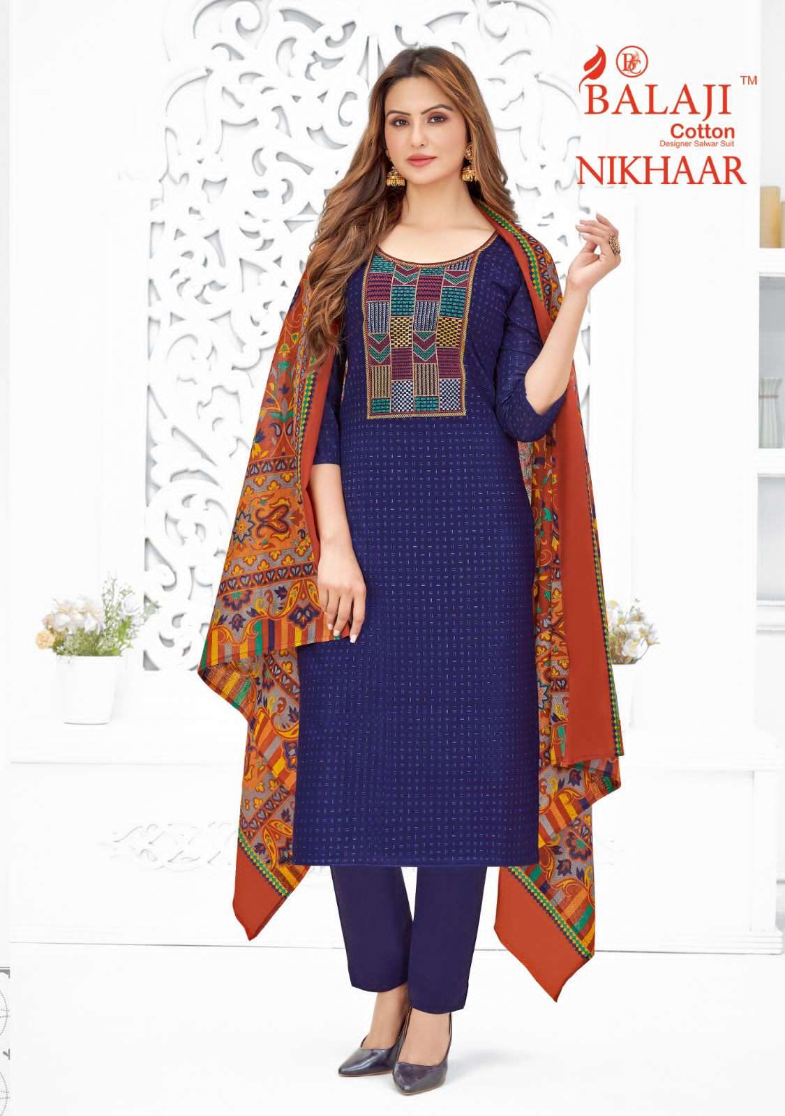 Balaji Nikhaar Pure Cotton Printed Top Bottom With Dupatta On Wholesale