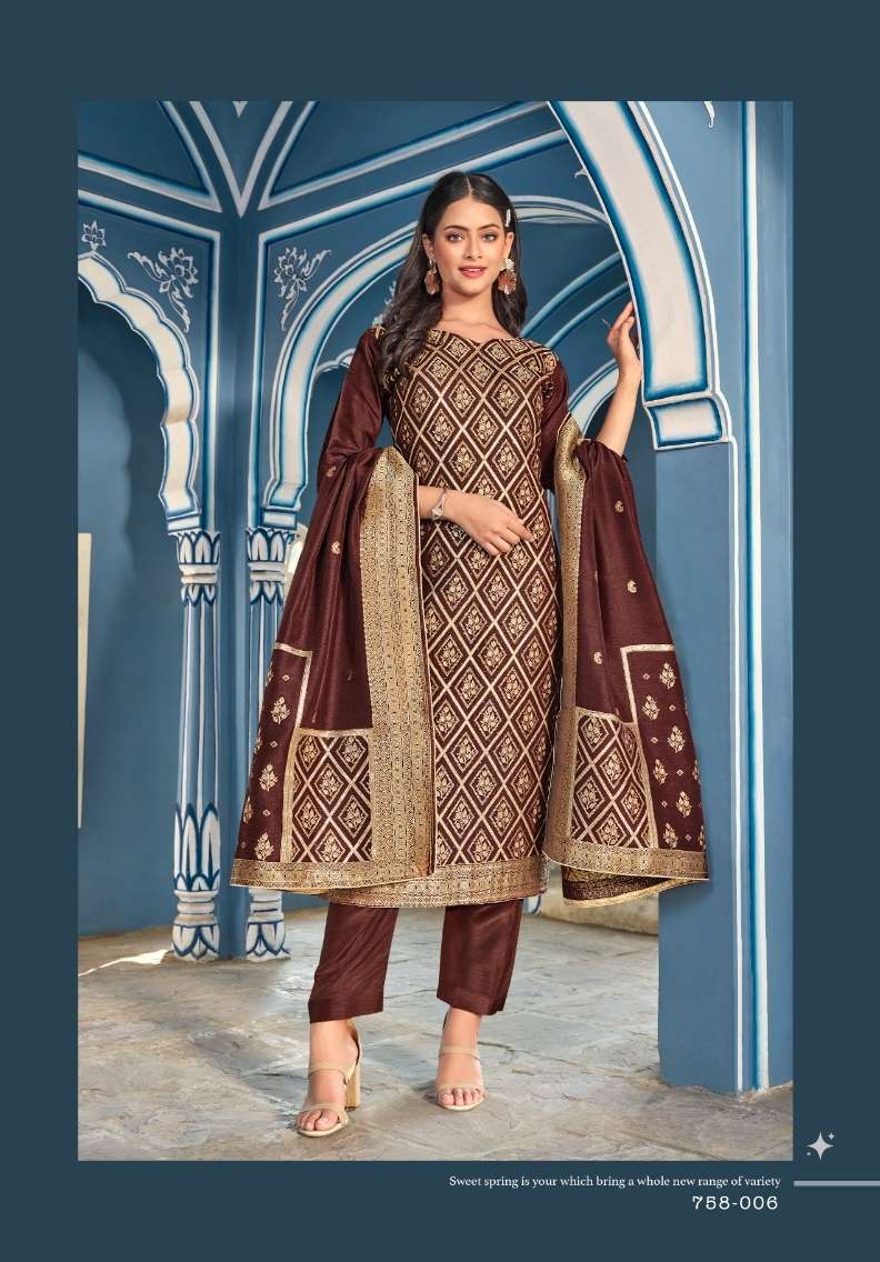 Belliza Ishana Pure Viscose Dola Jacquard With Exclusive Swarovski Work On Wholesale