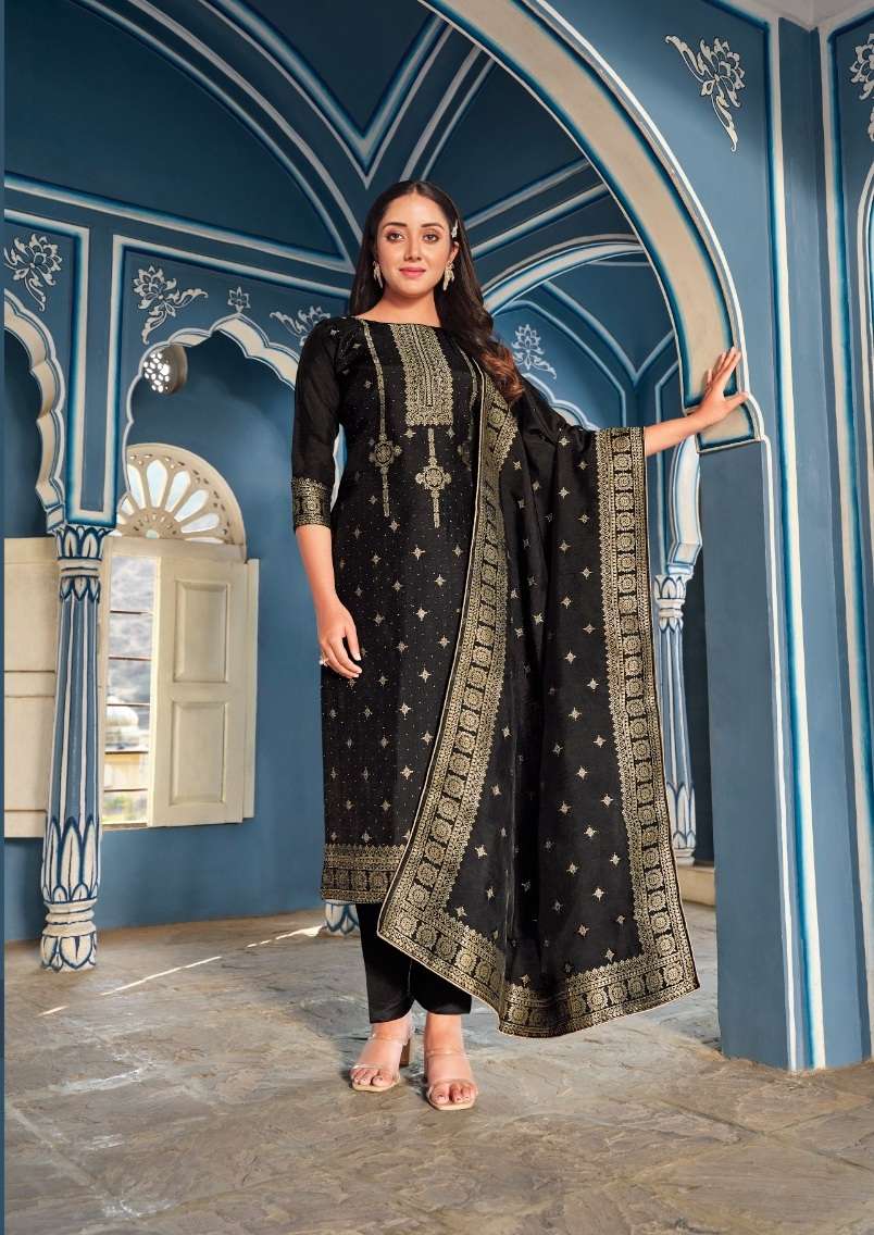 Belliza Ishana Pure Viscose Dola Jacquard With Exclusive Swarovski Work On Wholesale