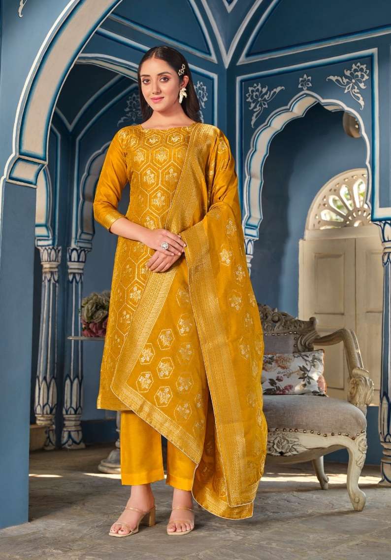 Belliza Ishana Pure Viscose Dola Jacquard With Exclusive Swarovski Work On Wholesale