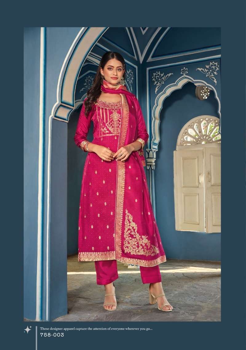 Belliza Ishana Pure Viscose Dola Jacquard With Exclusive Swarovski Work On Wholesale