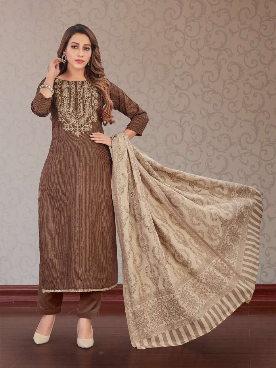 Bipson Kavya 1793 Ready Made Cotton Satin Suit On Wholesale