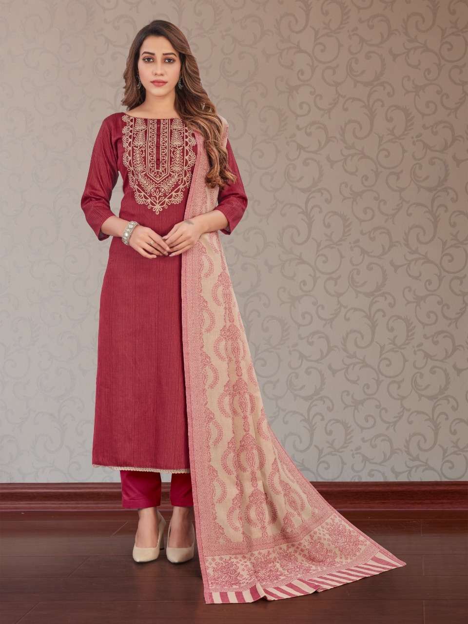 Bipson Kavya 1793 Ready Made Cotton Satin Suit On Wholesale