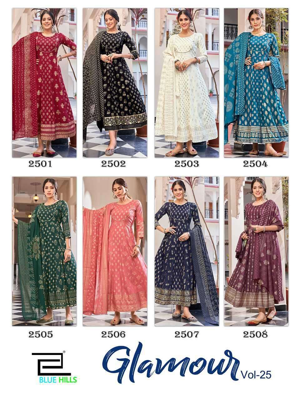 Blue Hills Glamour Vol 25 Rayon 14 kg Foil Print On Wholesale