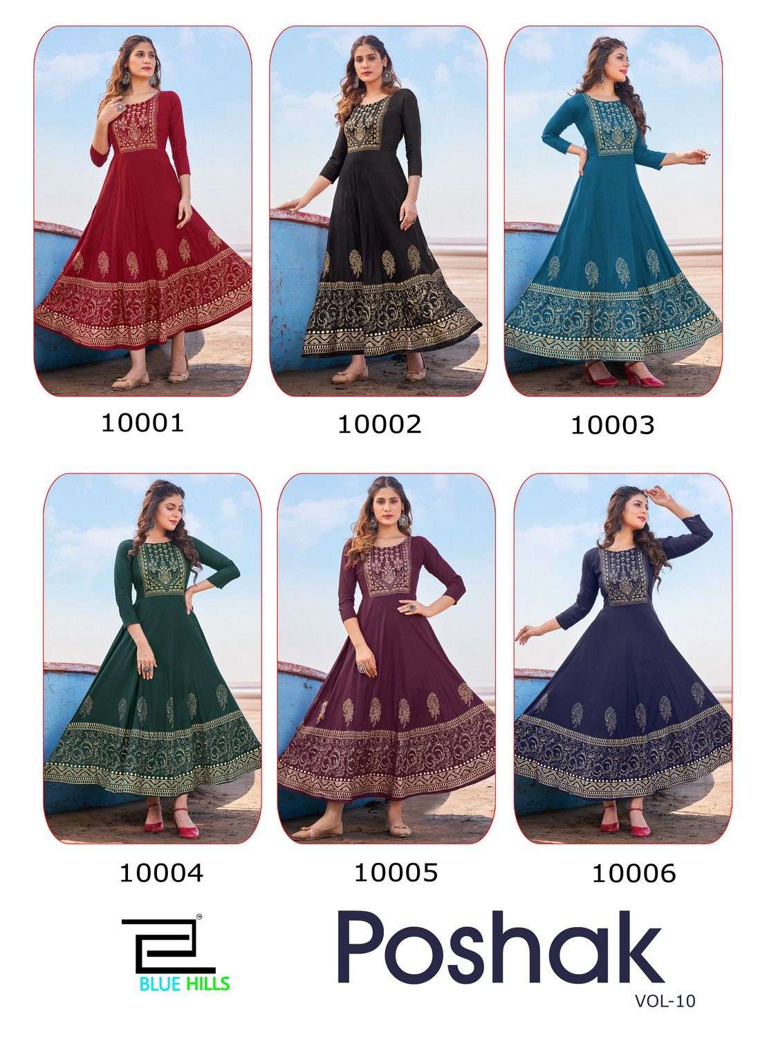 Blue Hills Poshak Vol 10 Fancy Ocassional Anarkali Kurti On Wholesale