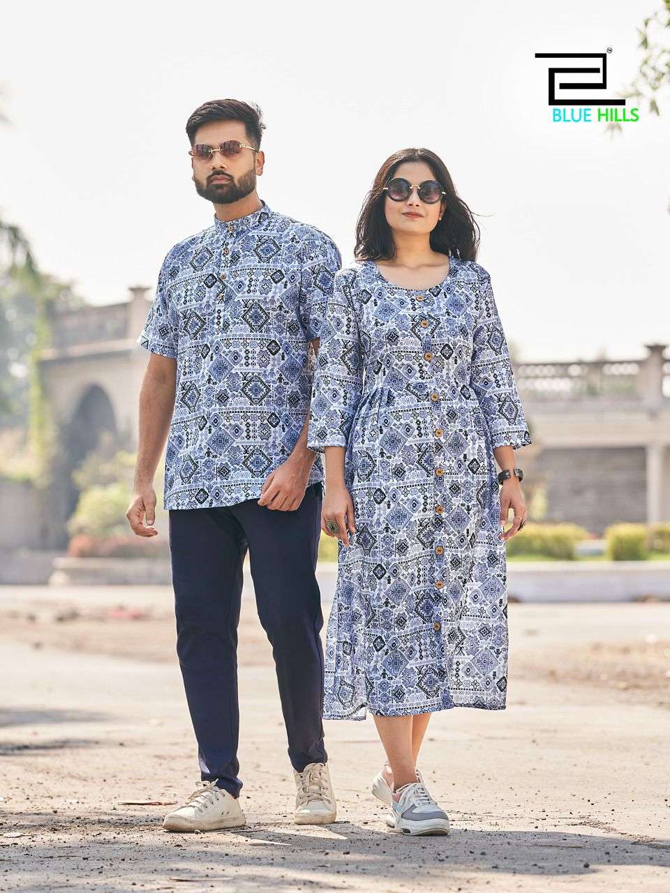 Blue Hills Present Couple Matching Printed Shirt And Kurti Pattern On Wholesale
