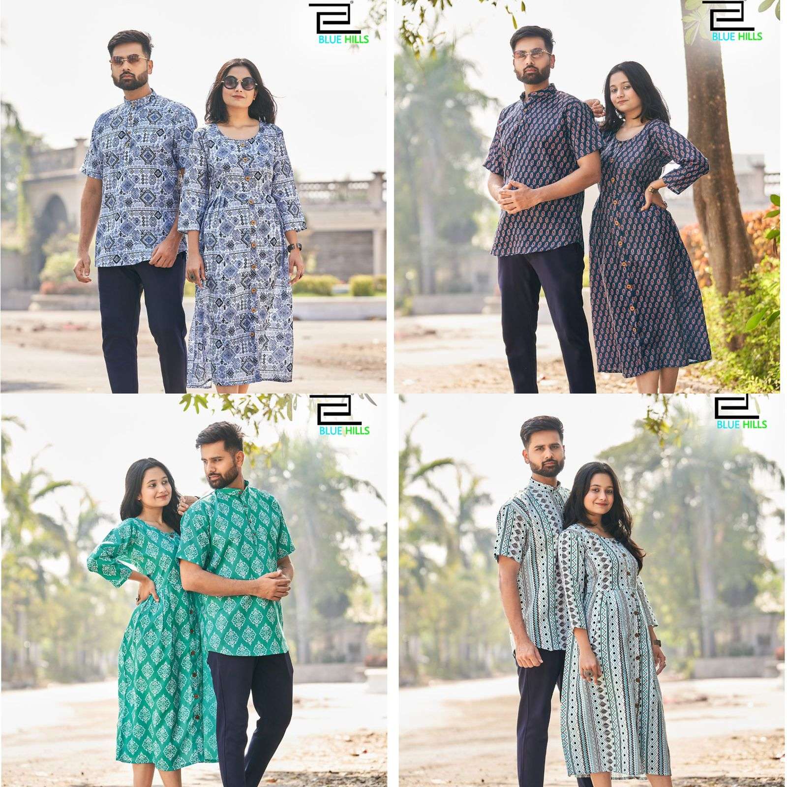 Blue Hills Present Couple Matching Printed Shirt And Kurti Pattern On Wholesale