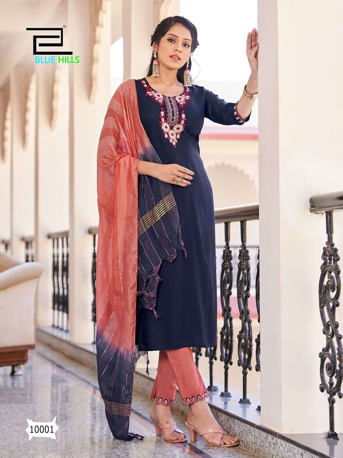 Blue Hills Skyline Vol 10 Fancy Viscose Dobby with Embroidery Work Kurti With Bottom Dupatta On Wholesale