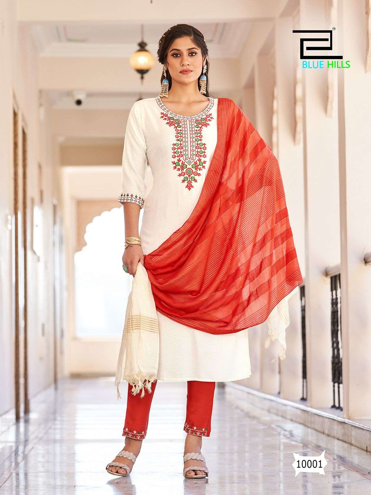 Blue Hills Skyline Vol 10 Fancy Viscose Dobby with Embroidery Work Kurti With Bottom Dupatta On Wholesale
