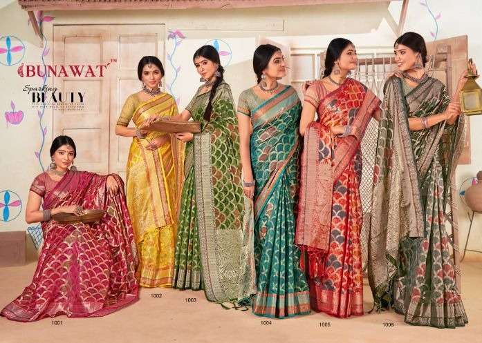 Bunawat Surtaal Organza Woven Work  Saree  Tassels on Pallu With Wholesale