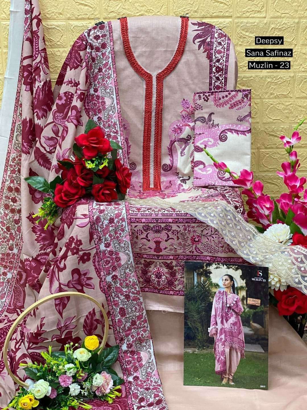 Deepsy Suits Sana Safinaz Muzlin  23 Pure Cotton With Self Embroidery On Wholesale