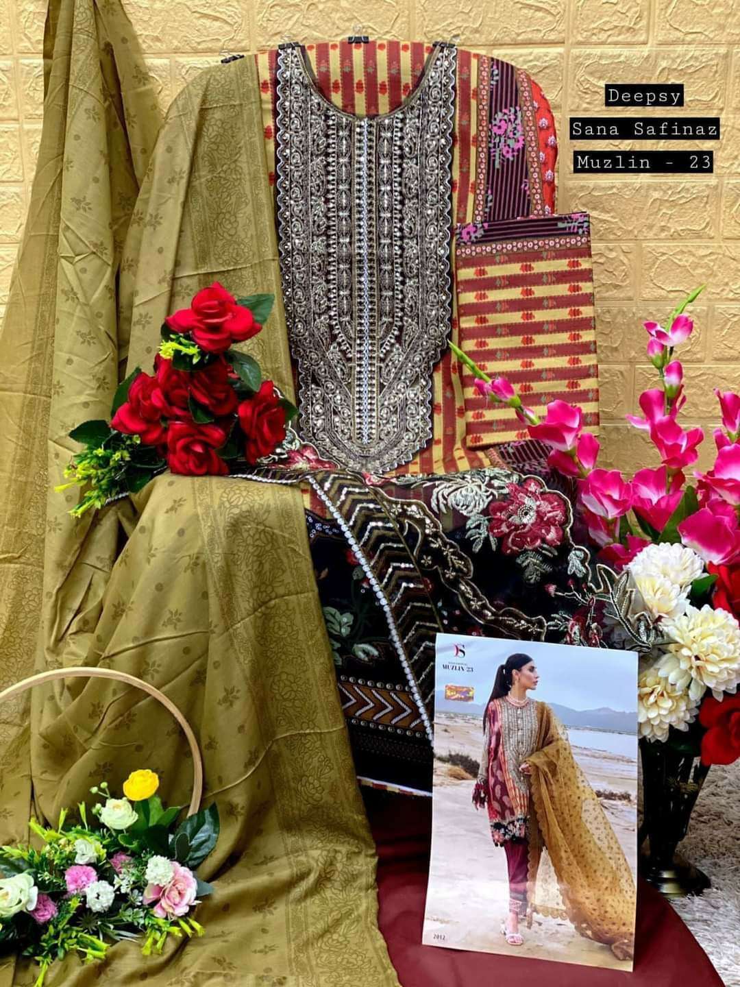 Deepsy Suits Sana Safinaz Muzlin  23 Pure Cotton With Self Embroidery On Wholesale