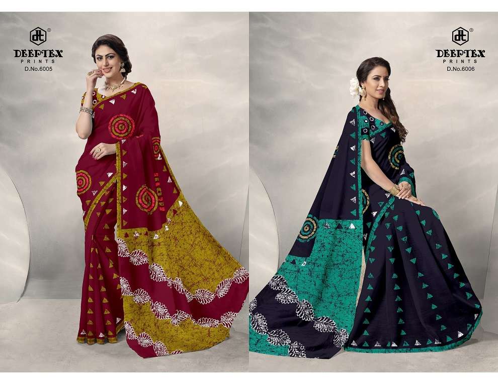 Deeptex Batik Queen Vol 6 Pure Cotton Printed Saree On Wholesale