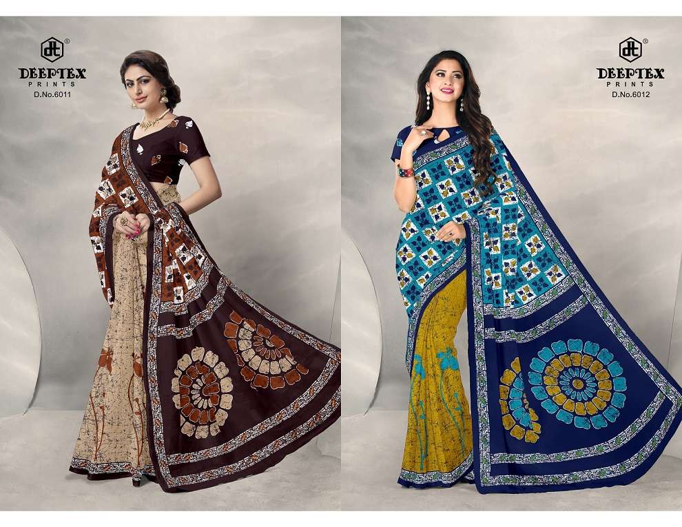 Deeptex Batik Queen Vol 6 Pure Cotton Printed Saree On Wholesale