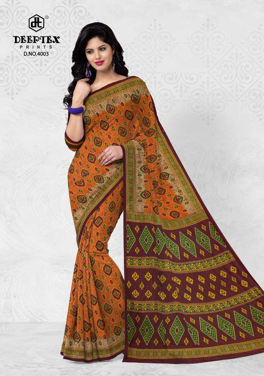 Deeptex Prime Time Vol 4 Pure Cotton Printed Sarees On Wholesale