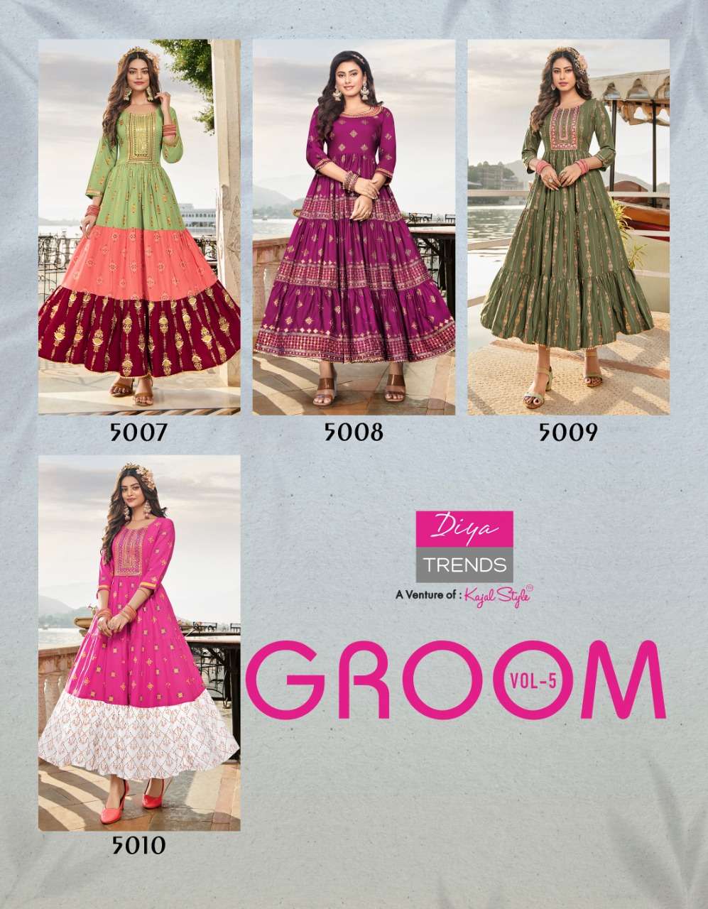 Diya Trends Groom Vol 5 Rayon Gold Prints With Fancy embroidery Work On Wholesale