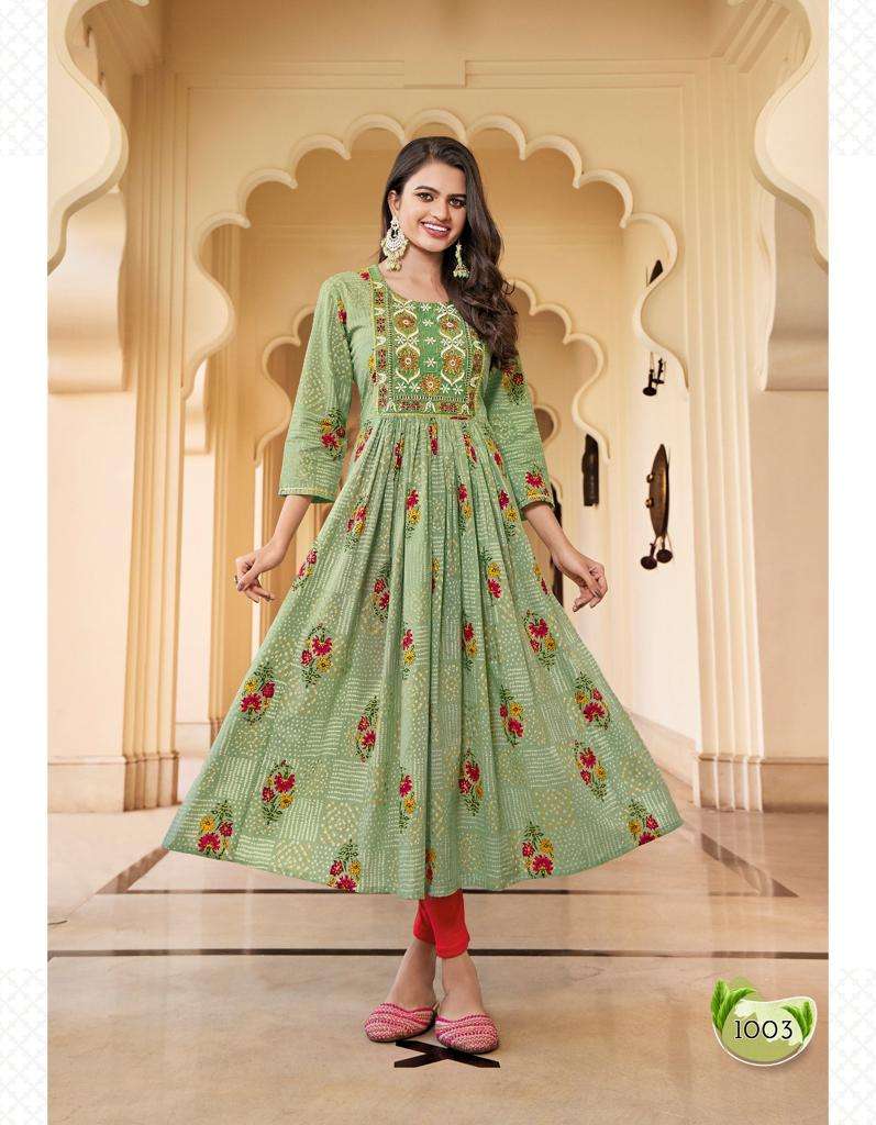 Diya Trends Gulabi Girl Vol 1 Cotton Designer Nyra Cut Kurti On Wholesale
