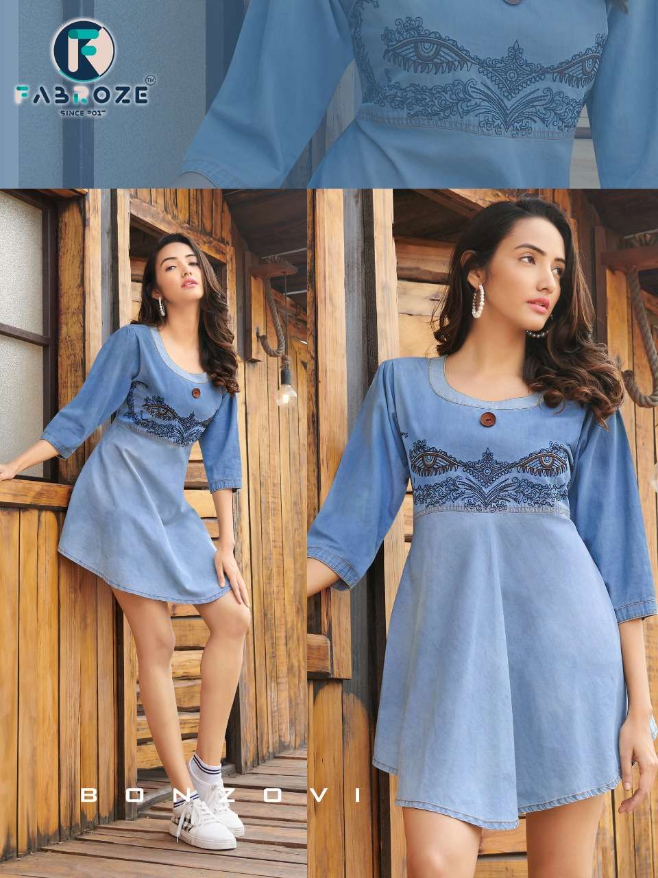 Fabroze Laxi 1 Fancy Western Cotton Denim Ladies Top On Wholesale
