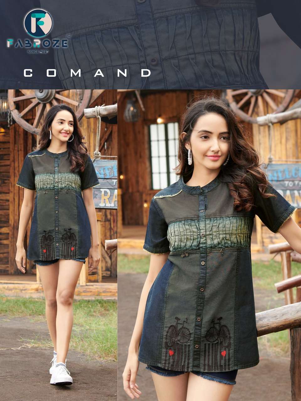 Fabroze Laxi 1 Fancy Western Cotton Denim Ladies Top On Wholesale