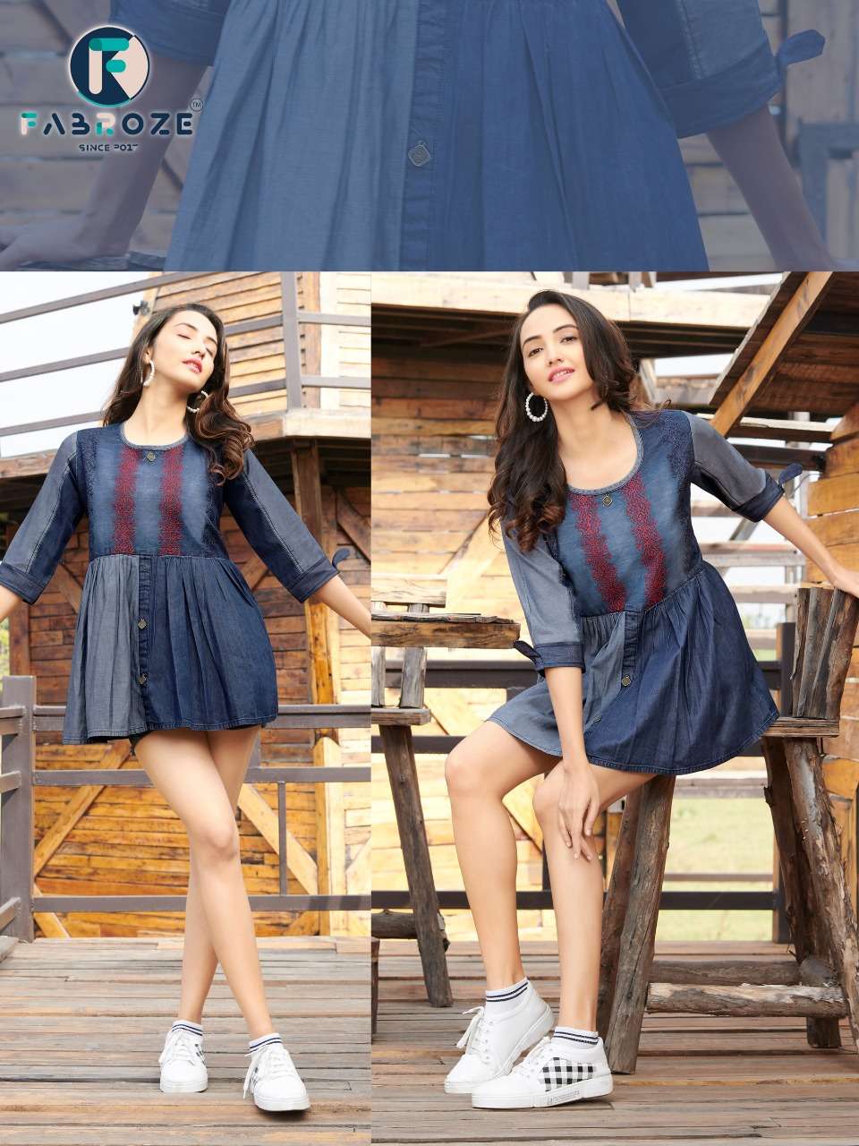 Fabroze Laxi 1 Fancy Western Cotton Denim Ladies Top On Wholesale