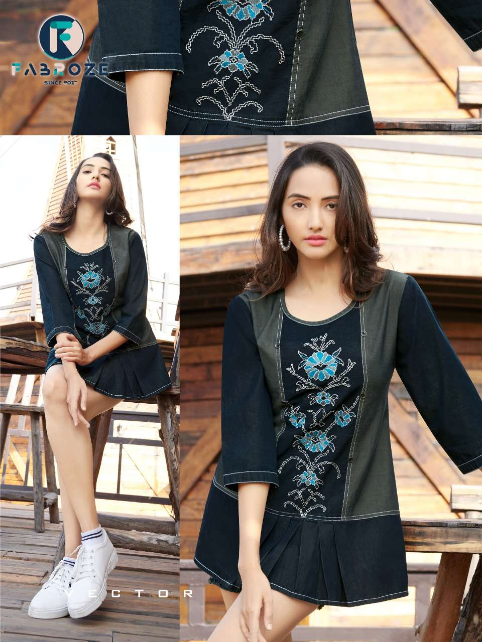 Fabroze Laxi 1 Fancy Western Cotton Denim Ladies Top On Wholesale