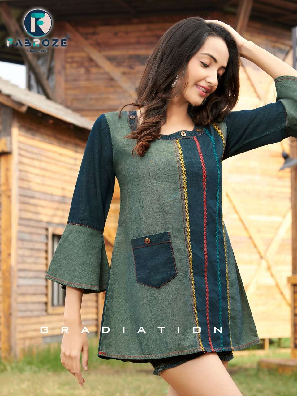 Fabroze Laxi 1 Fancy Western Cotton Denim Ladies Top On Wholesale