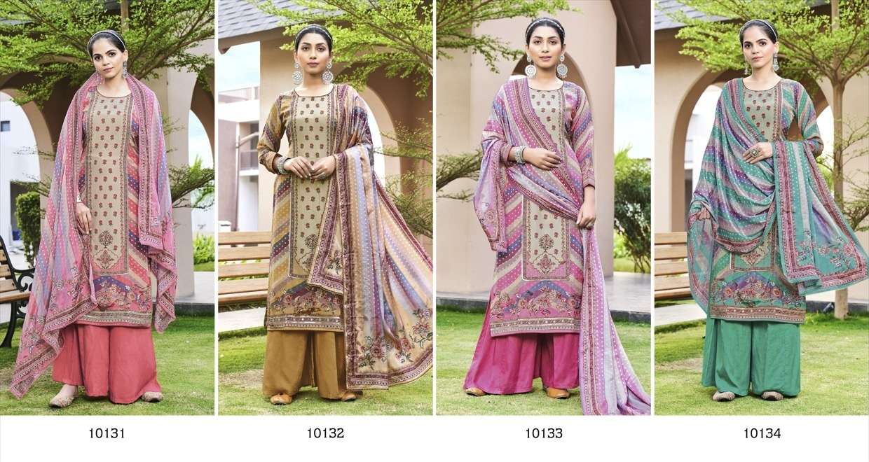 FourDots Shivagi Pure Natural Crep Digital Print With Handwork On Wholesale
