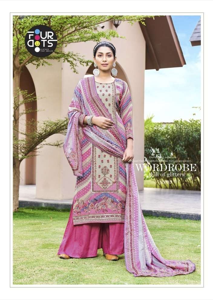 FourDots Shivagi Pure Natural Crep Digital Print With Handwork On Wholesale