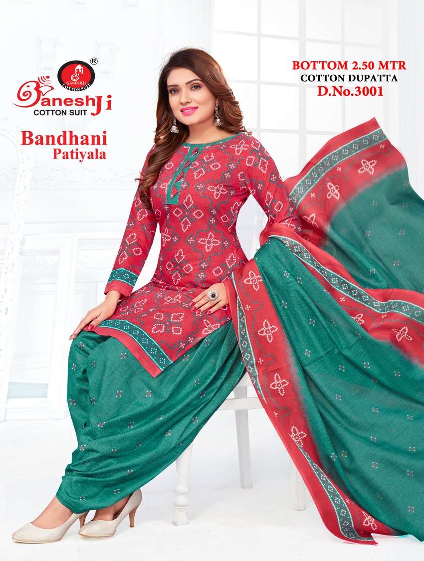 Ganeshji Vol-3 Heavy Indo Cotton Bandhani Patiyala Dress Materials ...