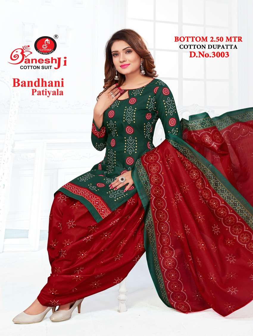 Ganeshji Vol-3 Heavy Indo Cotton Bandhani Patiyala Dress Materials ...