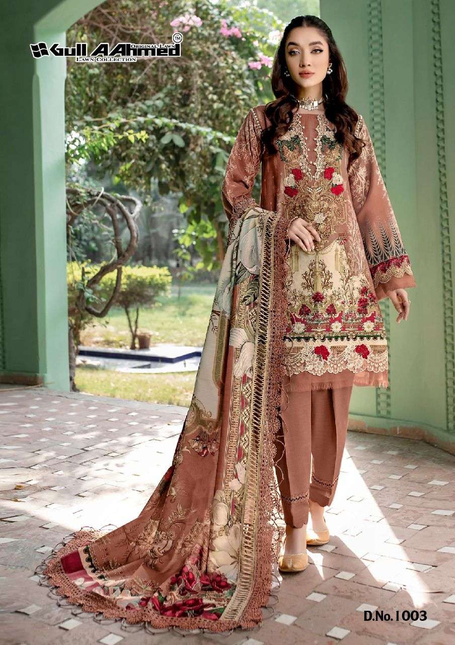 Gull Aahmed Minhal Exclusive Lawn Collection Vol-1 Lawn Cotton Dress Material On Wholesale