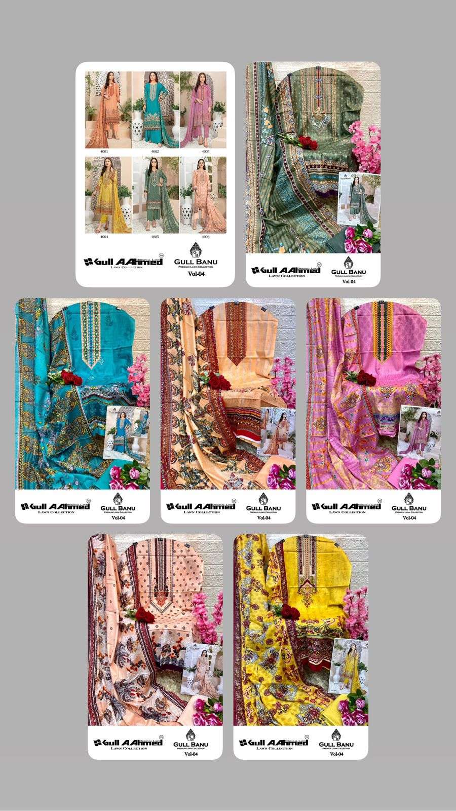 Gull Ahmed GULL BANU VOL-04 Pure Lawn Collection On Wholesale