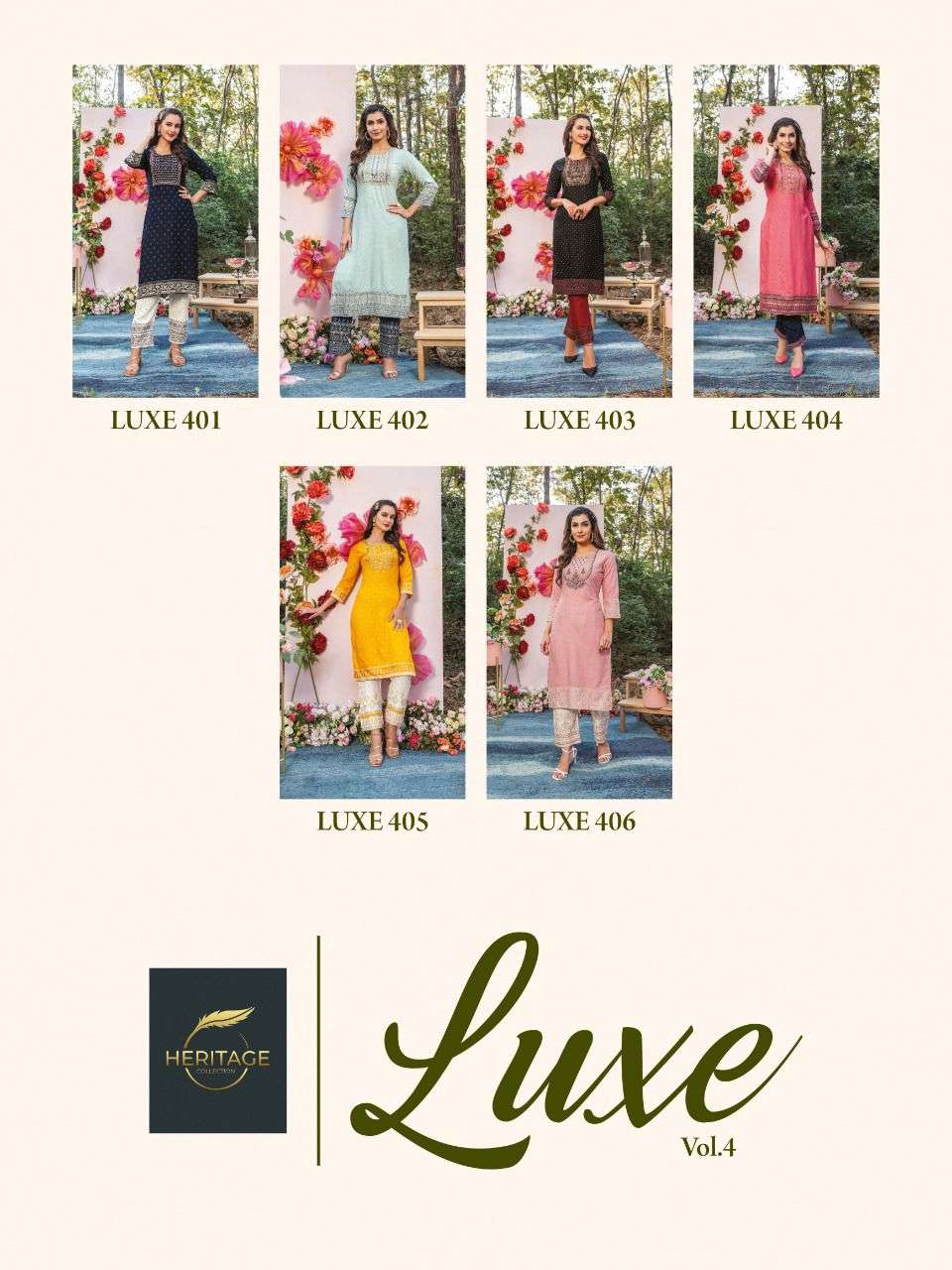 Heritage Collection Presents Luxe Vol 4 Rayon Designer Printed Kurti With Sequin Embroidery With Plazzo On Wholesale