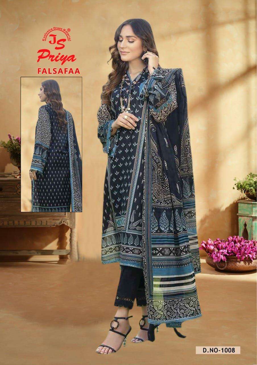Js Priya Falsafaa Vol 1 Pure Cotton Printed Top Bottom With Dupatta On Wholesale