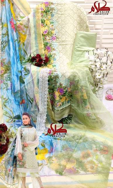Kalam Creation 1001 To 1002 Series Pure Lawn Cotton Printed Top Bottom With Dupatta On Wholesale