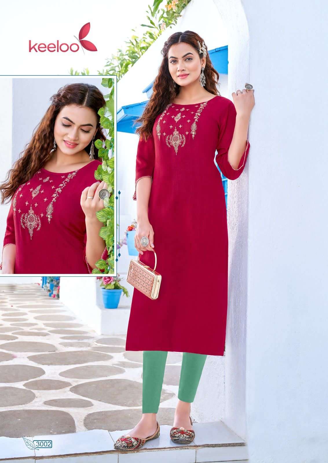 Keeloo Kanika Vol 3 Heavy Rayon Embroidery & Hand Work Kurtis On Wholesale