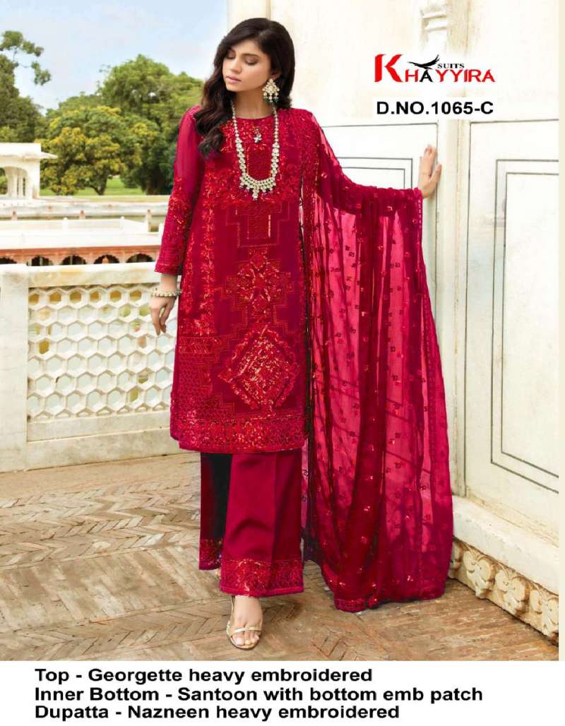 Khayyira Eleonora Edition 1065 Georgette With Embroidery Pakistani suits On Wholesale