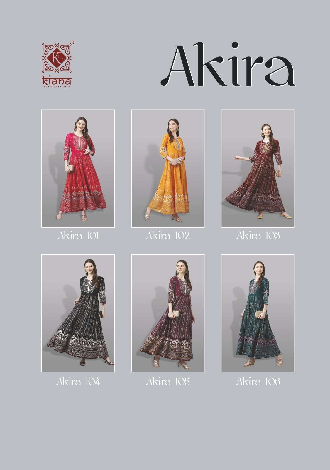 Kiana Akira Long Heavy Rayon Printed Stylish Anarkali Kurti On Wholesale