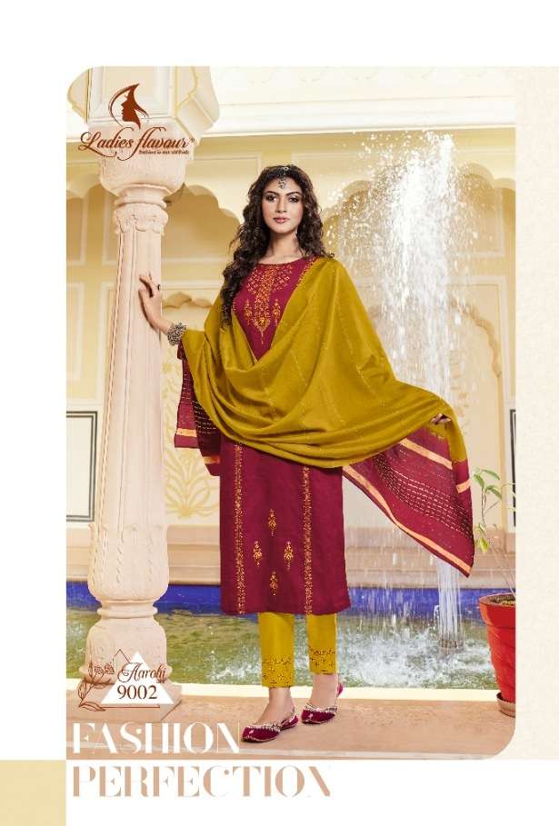 Ladies Flavour Aarohi Vol 9 Heavy Chinon Kurta Pant Set On Wholesale