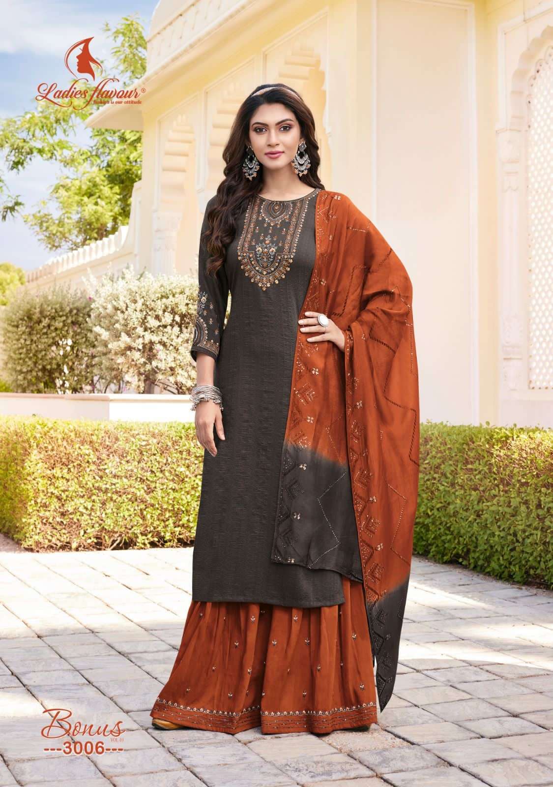 Ladies Flavour Bonus Vol 3 Fancy Top Bottom With Dupatta On Wholesale