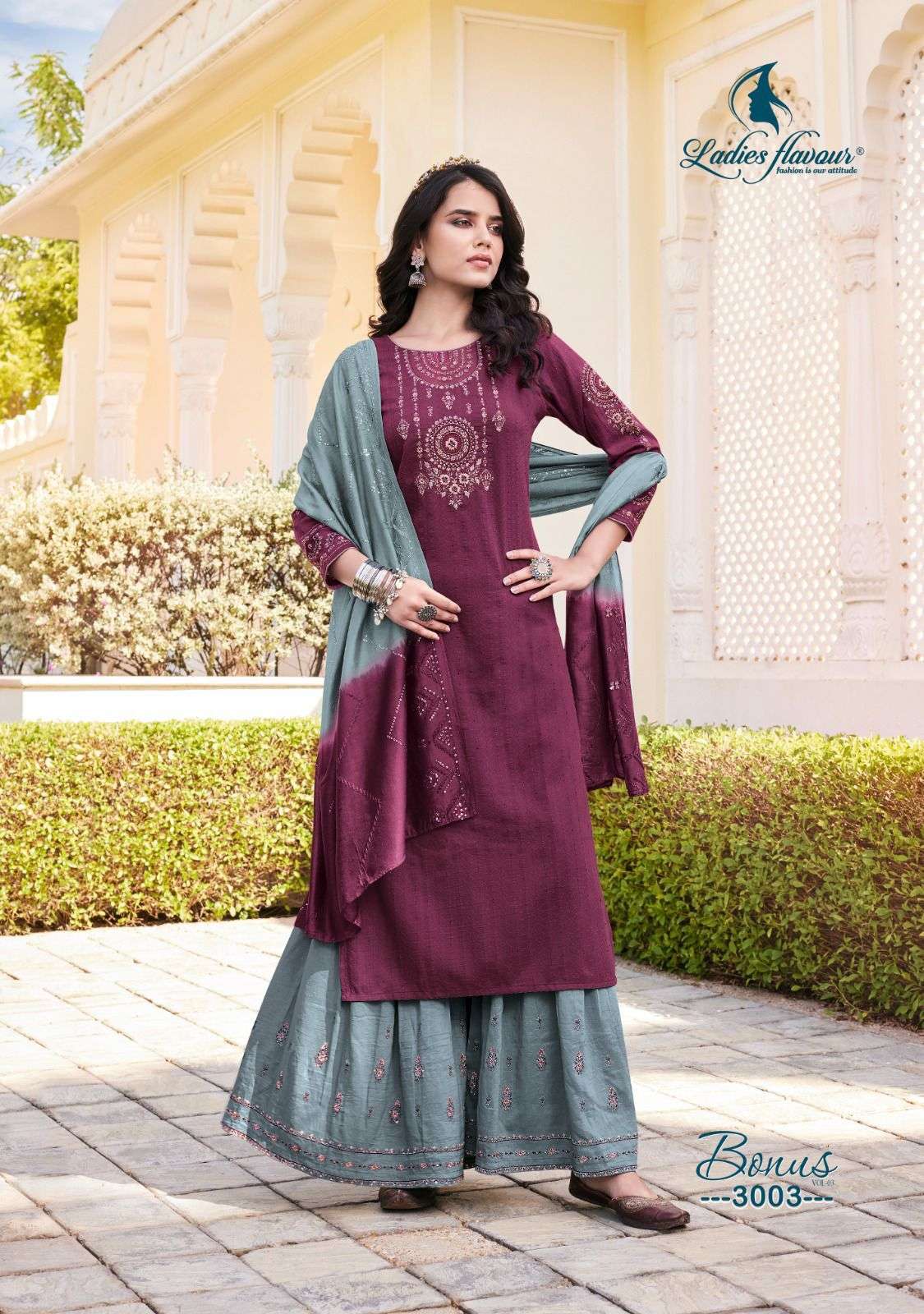 Ladies Flavour Bonus Vol 3 Fancy Top Bottom With Dupatta On Wholesale